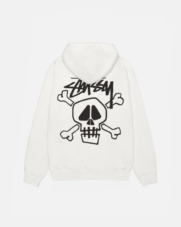 SKULL & BONES HOODIE PIGMENT WHITE DYED