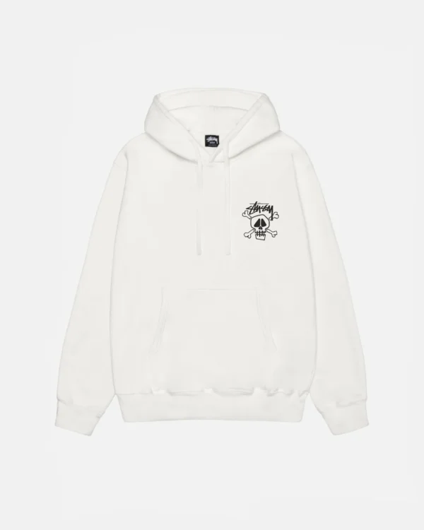 SKULL & BONES HOODIE PIGMENT WHITE DYED